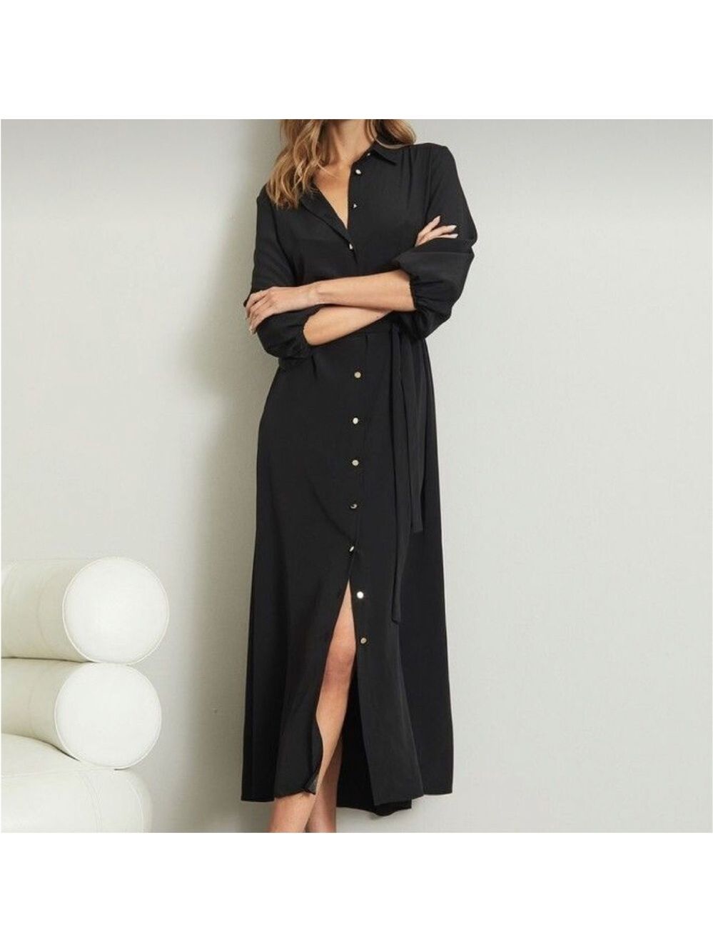 Vintage KIKO COMFORT CLOTHING Empire Waist Maxi Shirt Dress 100% Tencel Size S - Picture 16 of 16